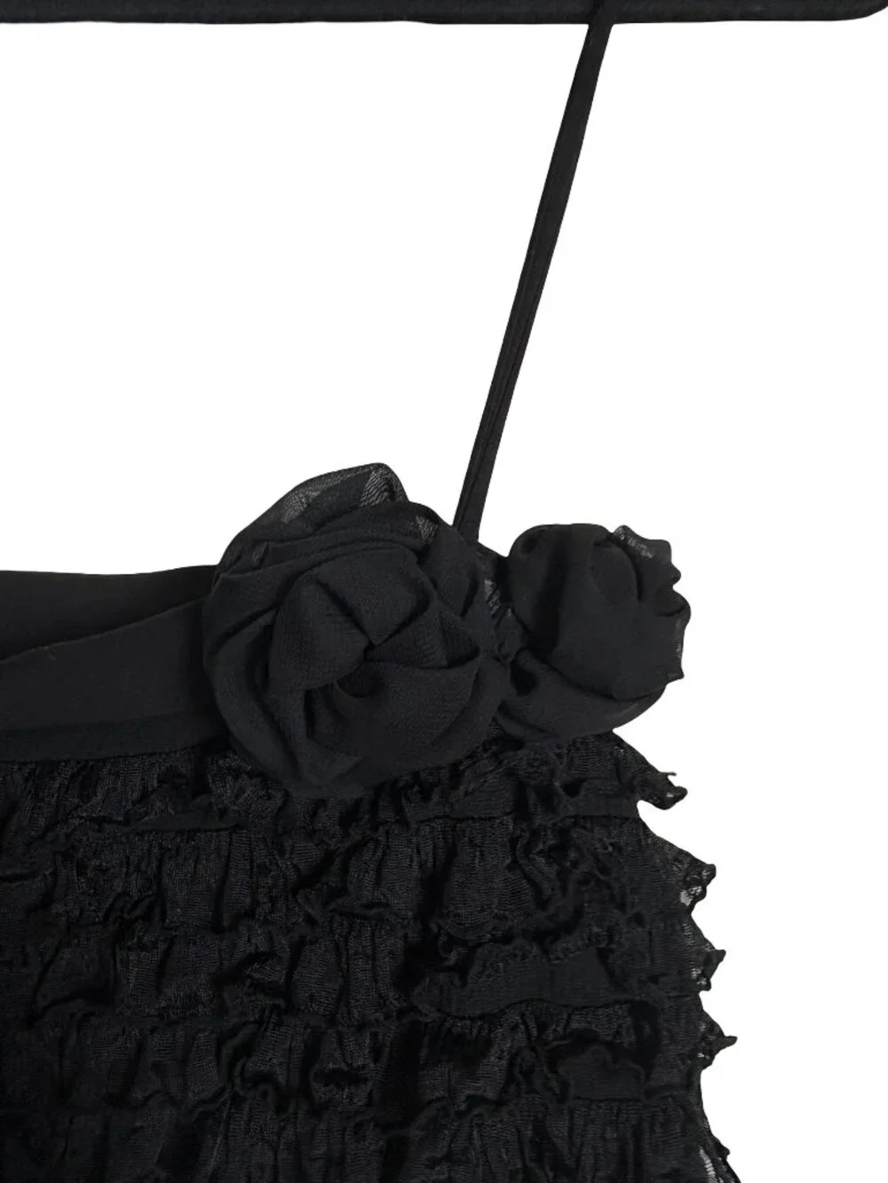 Too Mi USA Tiered Ruffle Rosette Cami Dress Women Black XL Y2K Coquette Party